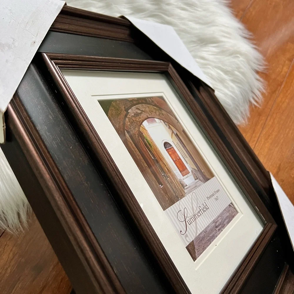 NWT Antique Finish Brown Double Matted Picture Frame